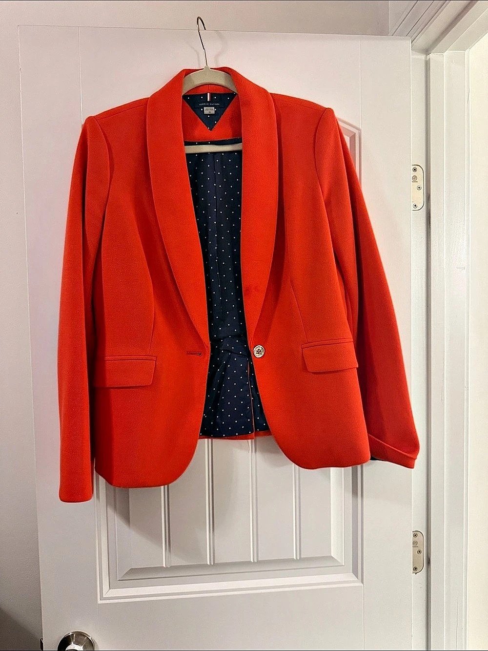 Tommy Hilfiger Red Polka Dot Lined Blazer Size 10 Like New